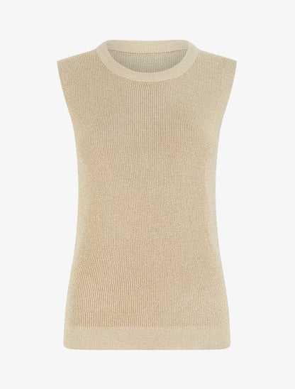 Top sans manches à maille fine irisée - Camel clair - 1