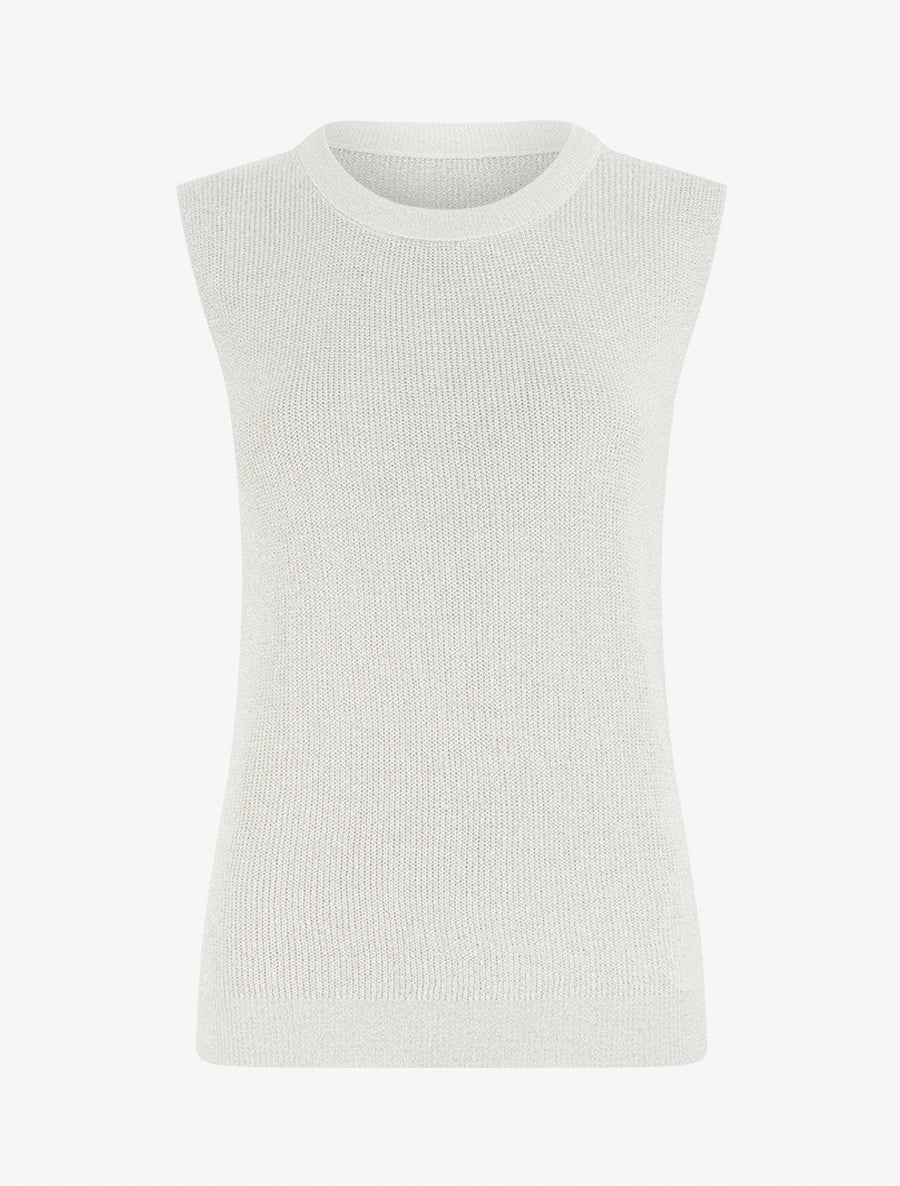 Top sans manches à maille fine irisée - Blanc - 1