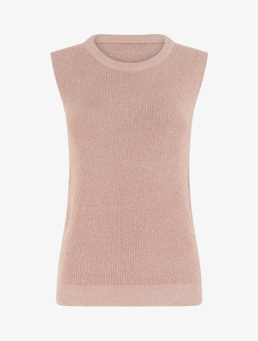 Top sans manches à maille fine irisée - Rose - 1