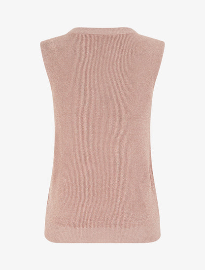 Top sans manches à maille fine irisée - Rose - 2
