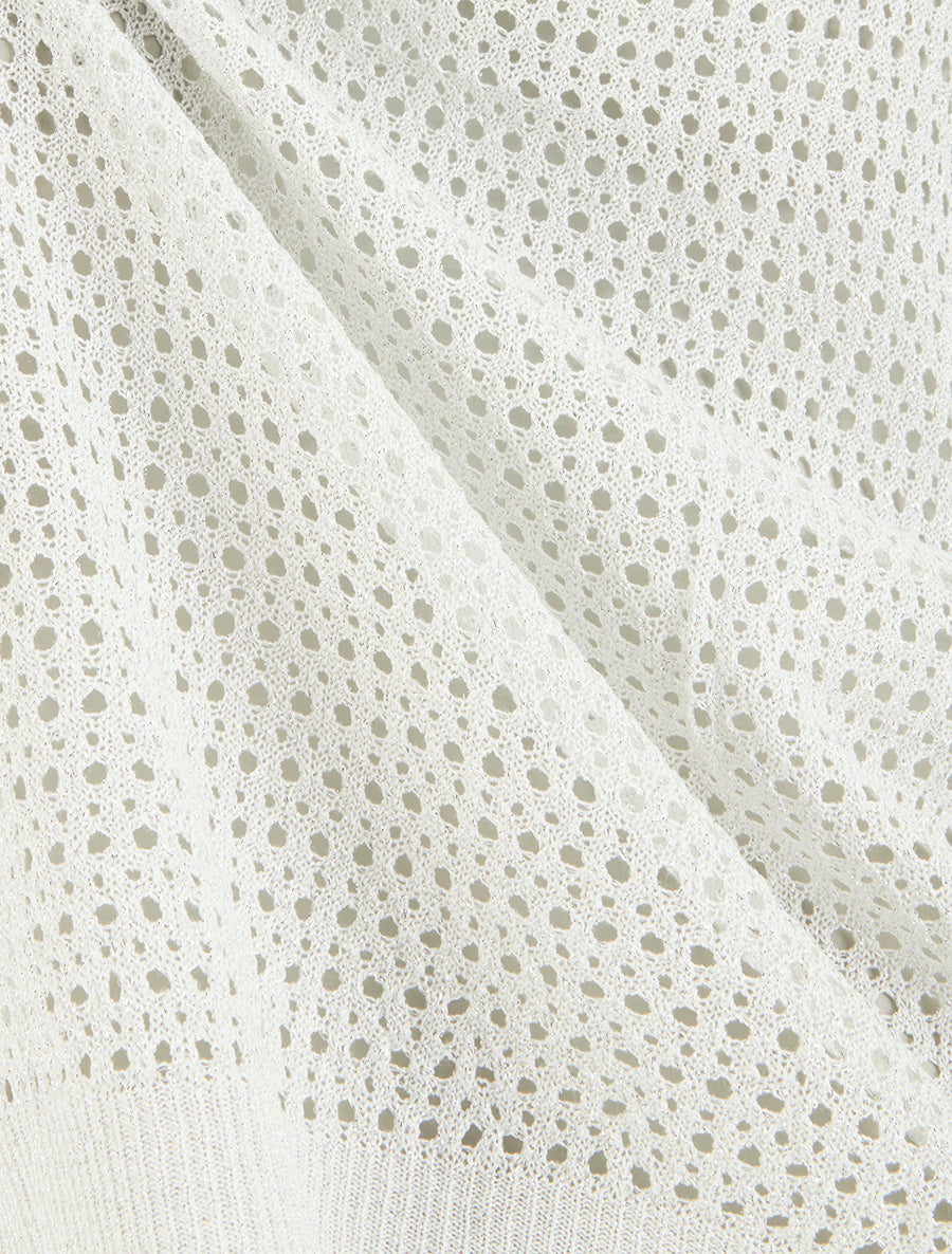 Top en maille fine ajouré et irisé - Blanc - 3