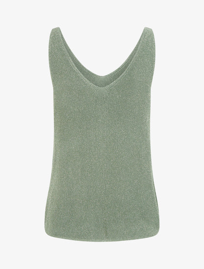 Débardeur en fine maille à détail irisé - Kaki - 2