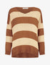 Pull en maille à bandes dorées - Camel - 1