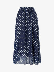 Jupe imprimé pois à taille élastiquée - Marine - 1