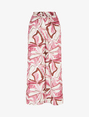 Pantalon imprimé abstrait à taille haute élastiquée - Rose - 1
