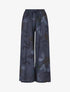 Pantalon élastiqué à imprimé feuillage - Marine - 1