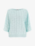 Top uni en maille ajourée à manches 3/4 - Turquoise - 1