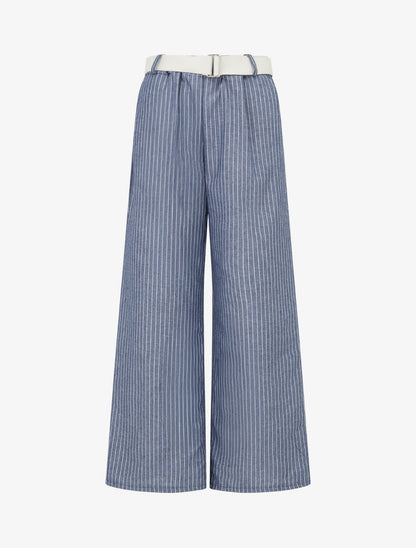 Pantalon ample à rayures - Bleu - 1