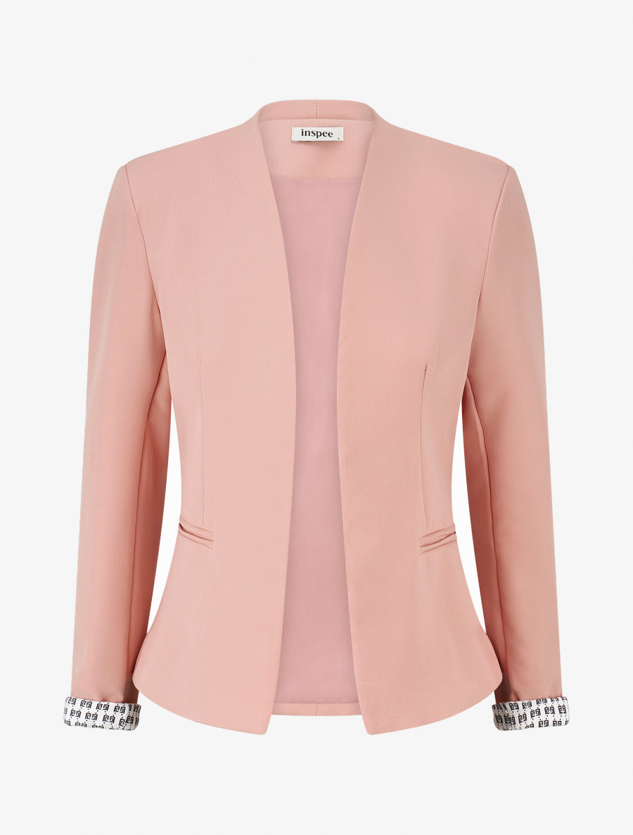 Veste droite à épaulettes - Rose poudré - 1