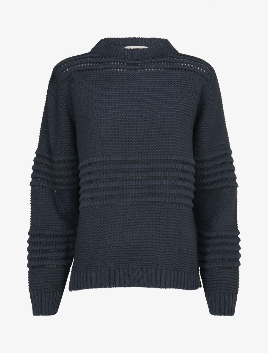 Pull à bandes en reliefs - Marine - 1