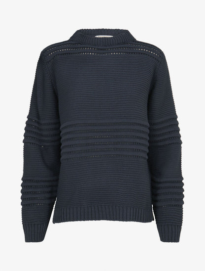 Pull à bandes en reliefs - Marine - 1