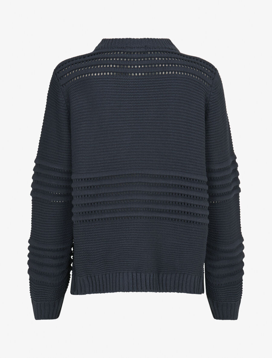 Pull à bandes en reliefs - Marine - 2
