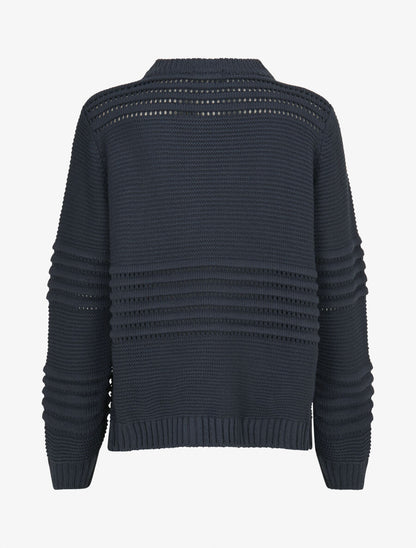 Pull à bandes en reliefs - Marine - 2