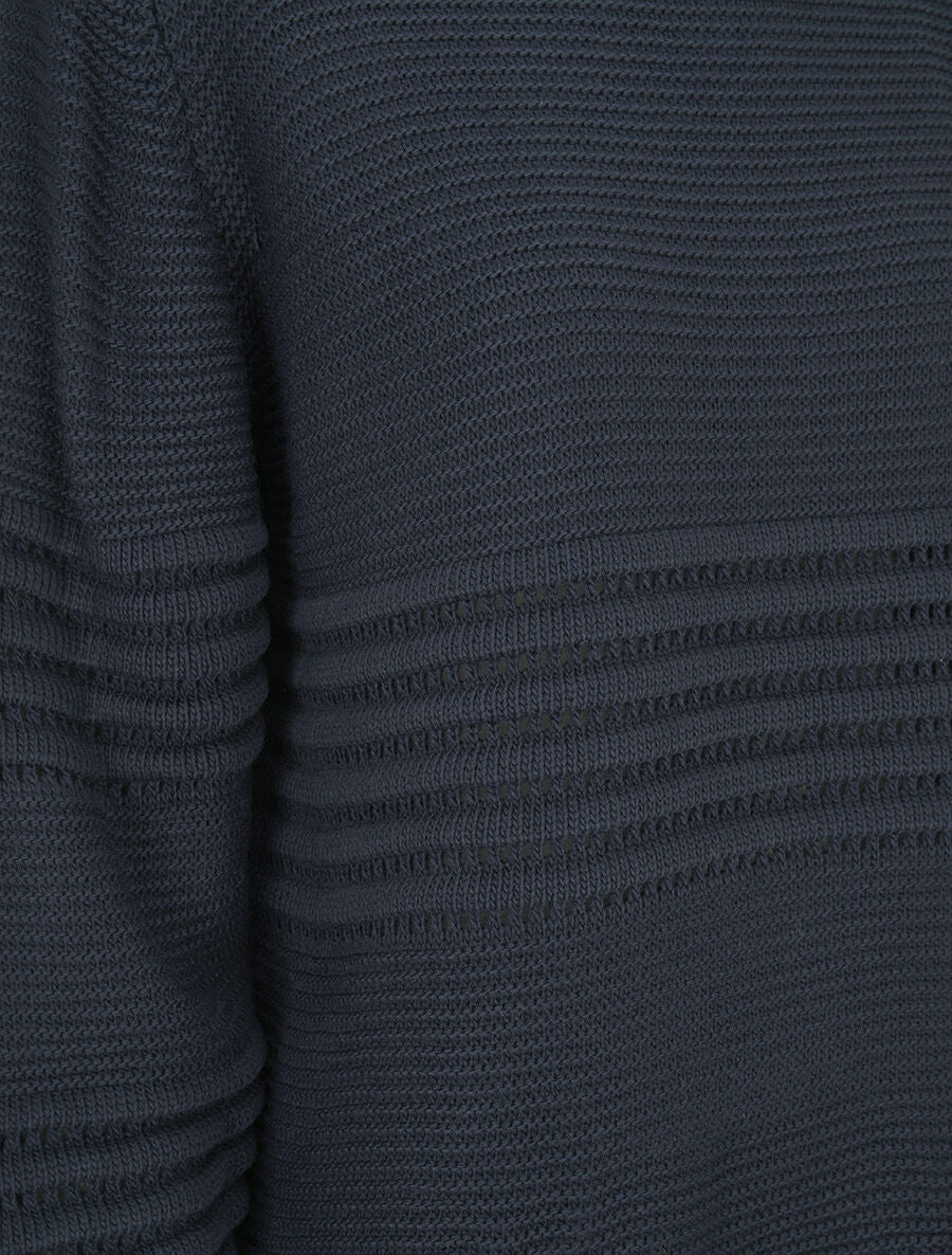 Pull à bandes en reliefs - Marine - 3