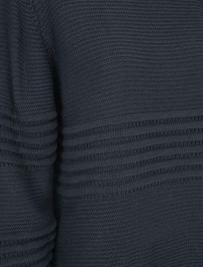 Pull à bandes en reliefs - Marine - 3