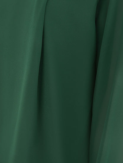 Blouse unie à poignets élastiqués - Vert sapin - 3