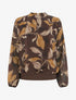 Blouse imprimé feuillage à poignets élastiqués - Marron - 1