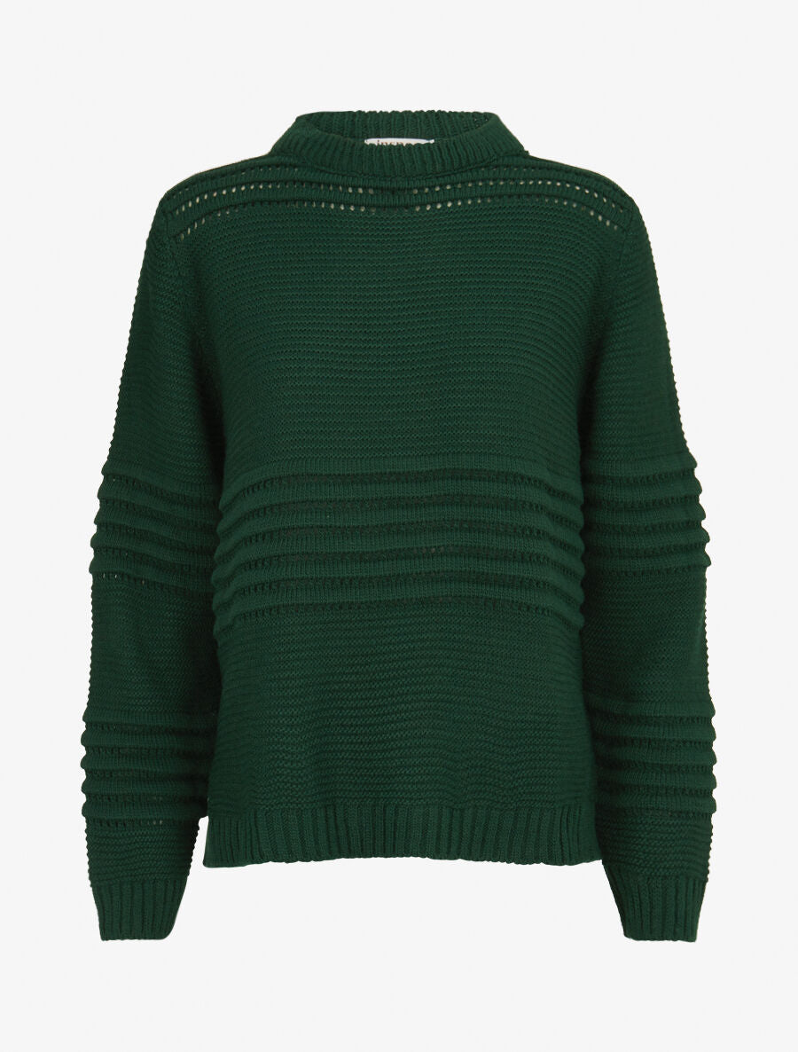 Pull à bandes en reliefs - Vert - 1
