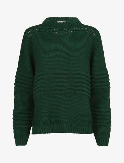 Pull à bandes en reliefs - Vert - 1