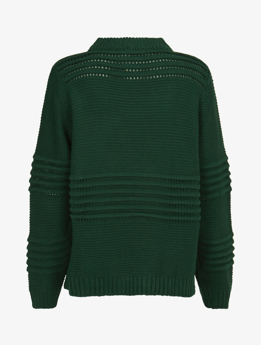 Pull à bandes en reliefs - Vert - 2