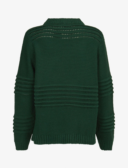 Pull à bandes en reliefs - Vert - 2