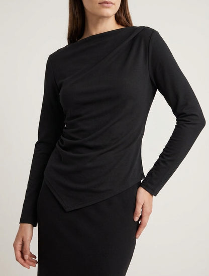 Top asimmetrico a maniche lunghe - Nero