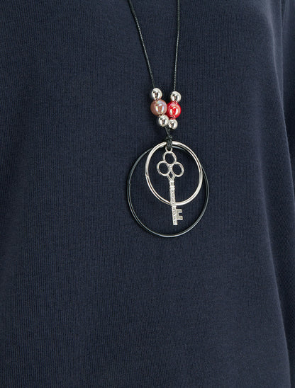 Pull uni à manches longues chauves-souris - Marine - 3