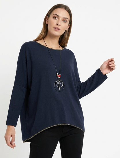 Maglione a tinta unita con maniche a pipistrello lunghe - Marina