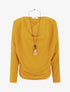 Pull fin à manches chauve-souris et col bénitier - Jaune moutarde - 1