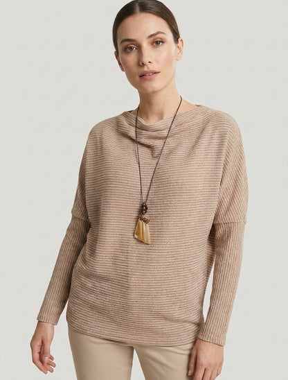 Maglione a collo a cascata in maglia a righe - Chameau