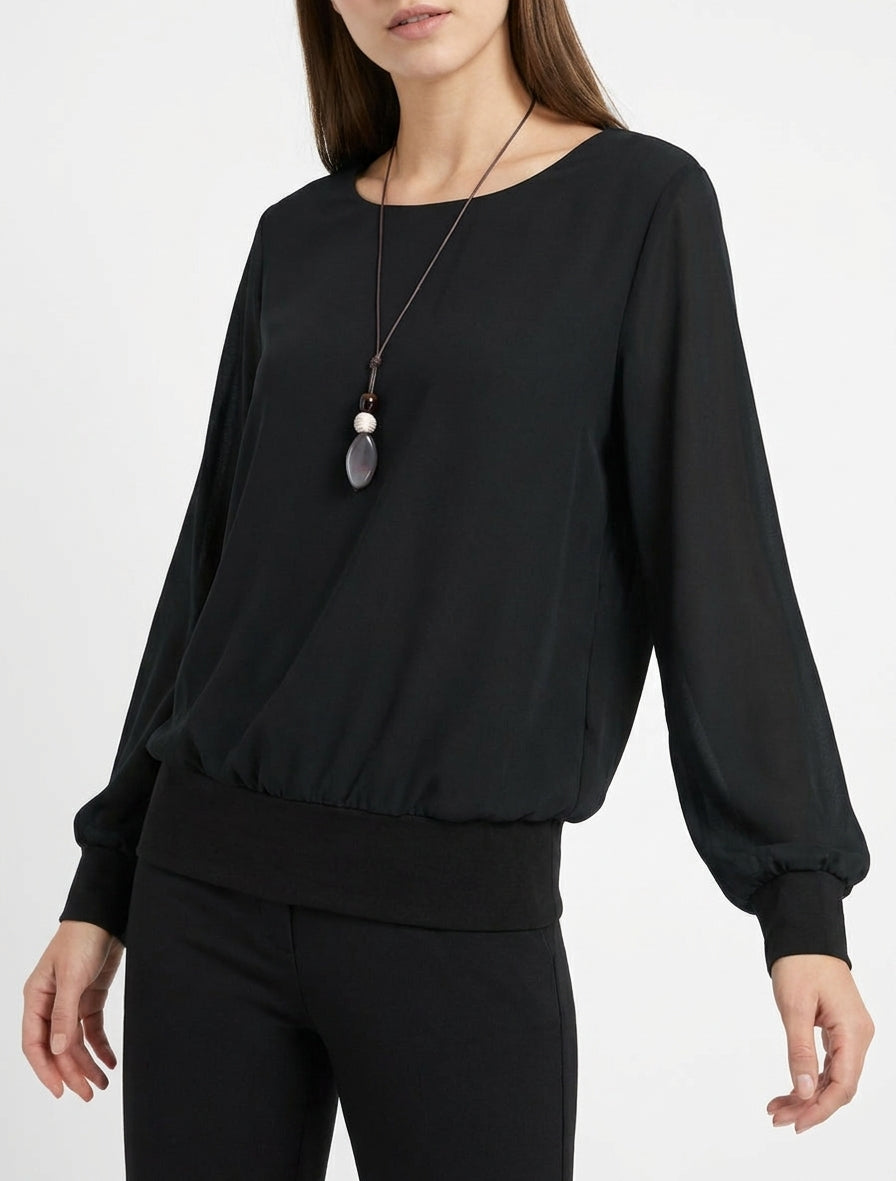Top con maniche a pipistrello - Nero