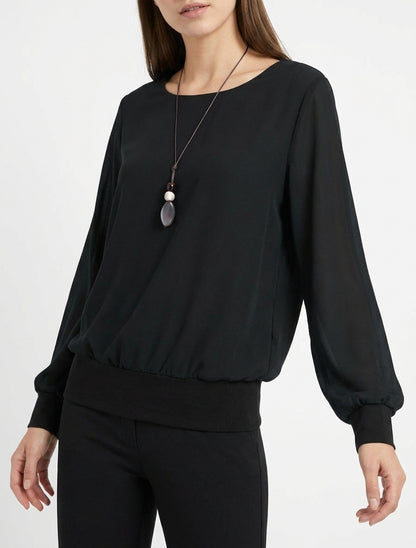 Top con maniche a pipistrello - Nero