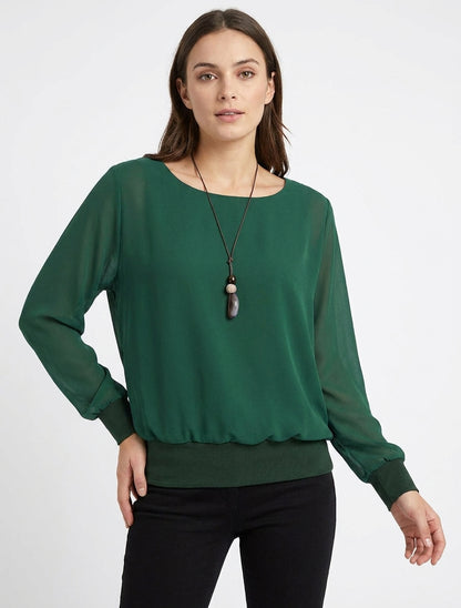 Top con maniche a pipistrello - Verde scuro