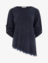 Pull à bords asymétriques et dentelle - Marine - 1