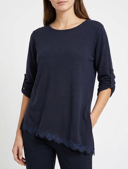 Maglione con bordi asimmetrici e pizzo - Marina