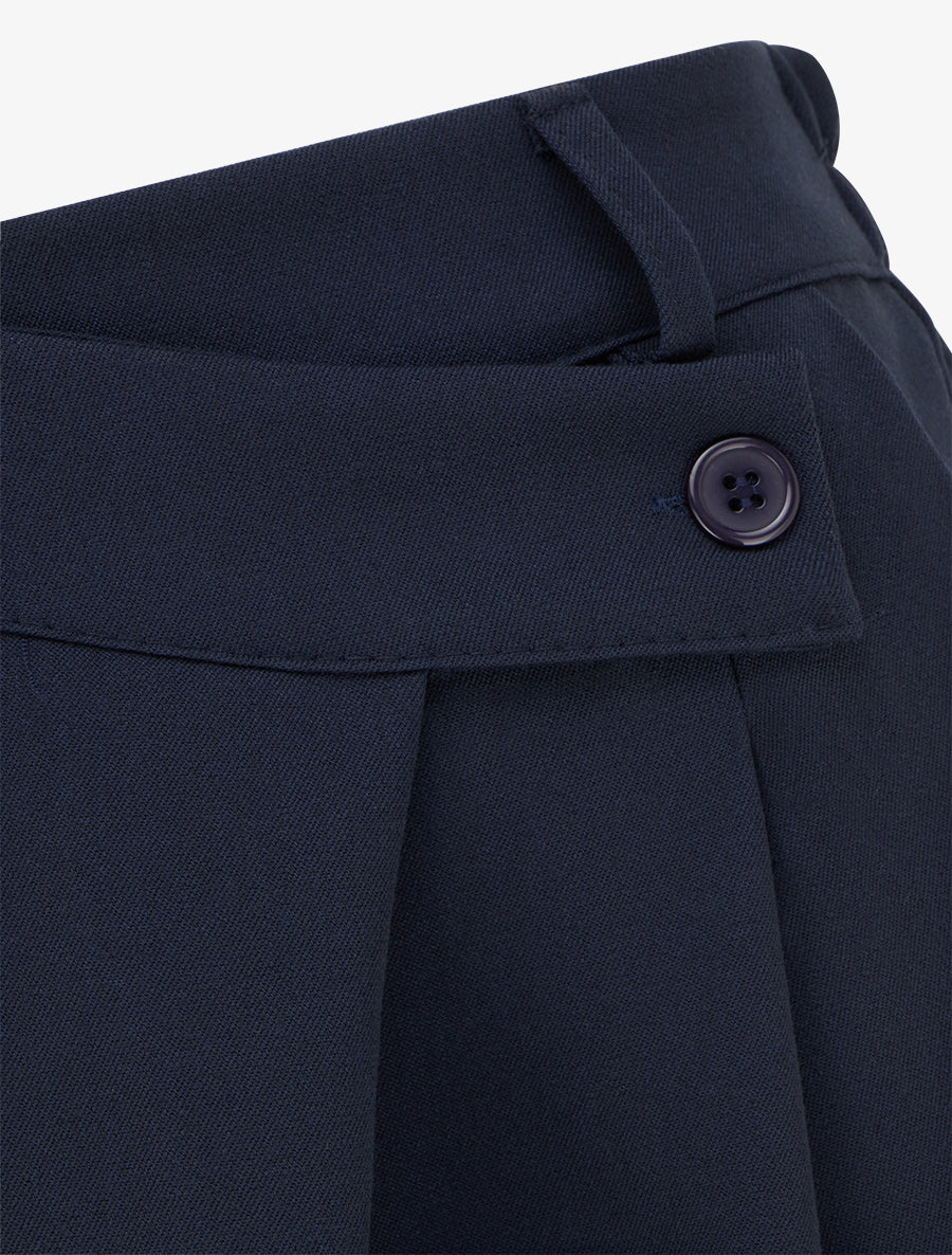 Pantalon uni droit à fermeture sur le côté - Marine - 3
