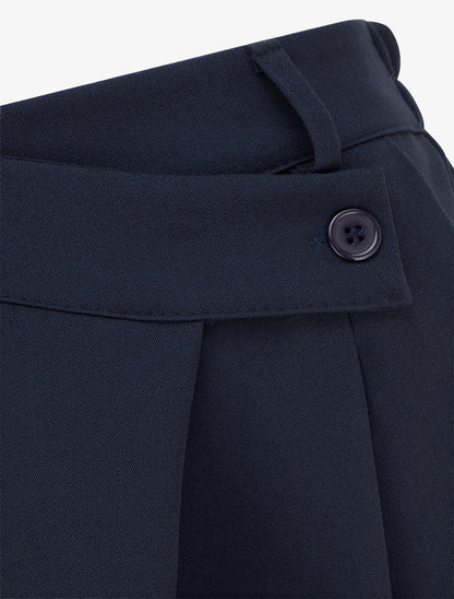 Pantalon uni droit à fermeture sur le côté - Marine - 3
