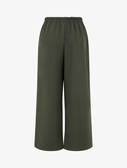 Pantalon uni droit à fermeture sur le côté - Kaki - 2