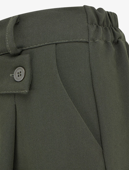 Pantalon uni droit à fermeture sur le côté - Kaki - 3