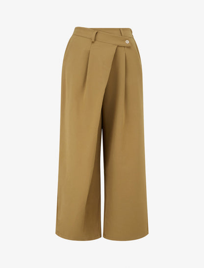 Pantalon uni droit à fermeture sur le côté - Camel - 1