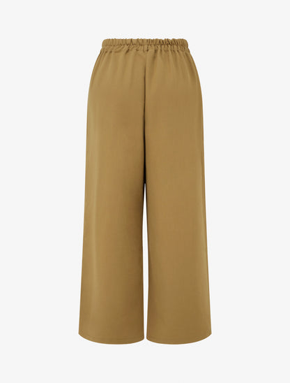 Pantalon uni droit à fermeture sur le côté - Camel - 2