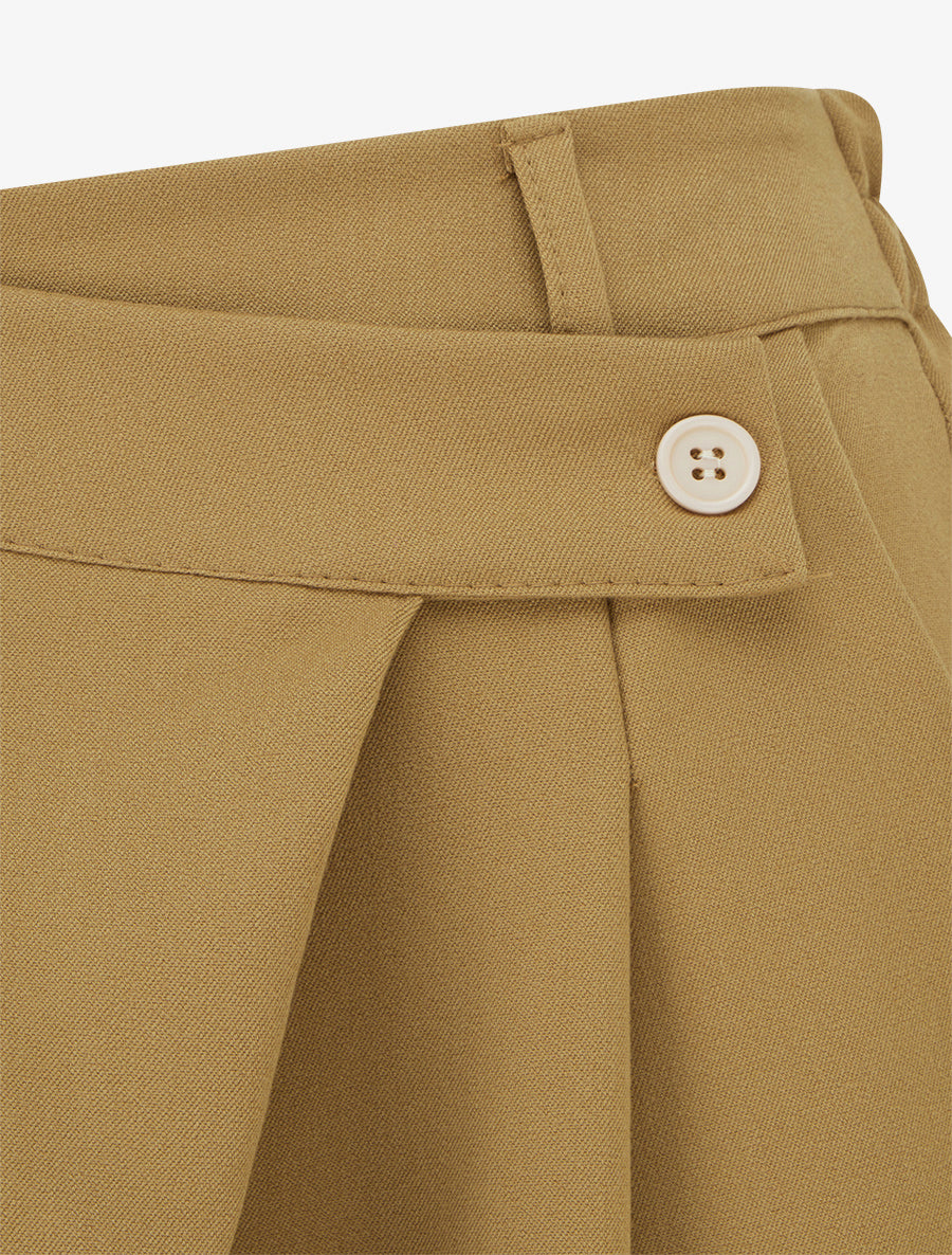 Pantalon uni droit à fermeture sur le côté - Camel - 3