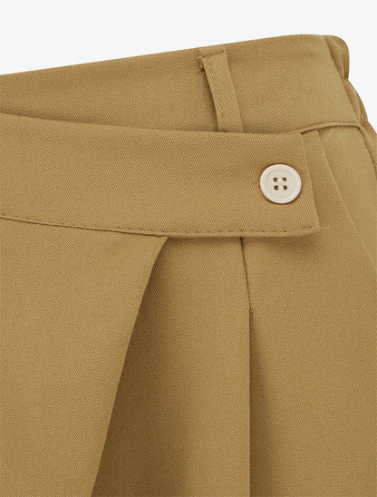 Pantalon uni droit à fermeture sur le côté - Camel - 3