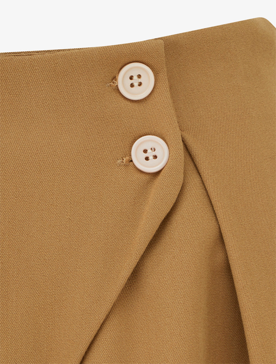 Pantalon uni à taille élastiquée - Camel - 3