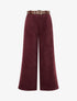 Pantalon effet velours à taille élastiquée - Lie de vin - 1