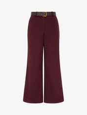 Pantalon ample en feutrine à taille haute - Lie de vin - 1