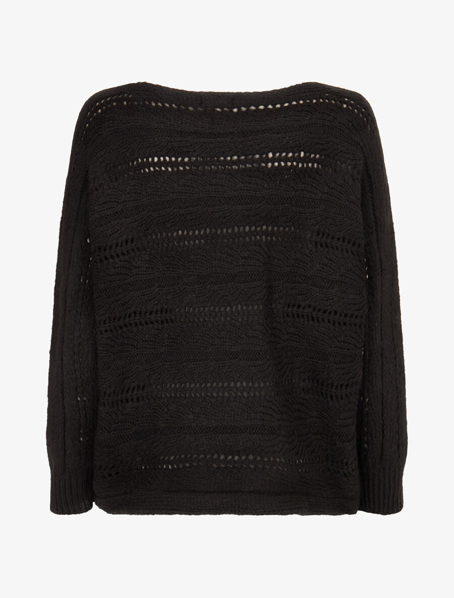 Pull dolman ajouré - Noir - 2