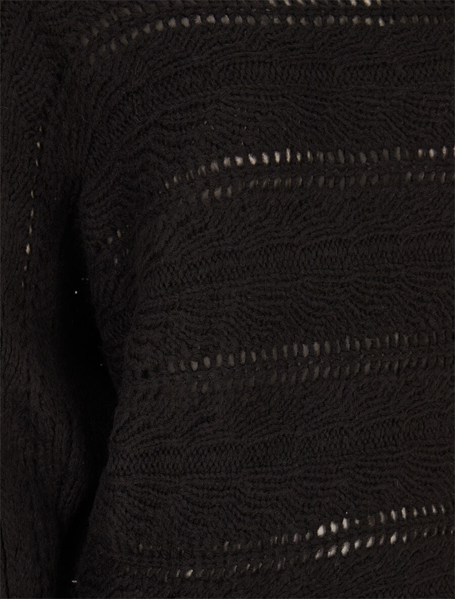 Pull dolman ajouré - Noir - 3
