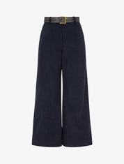 Pantalon uni côtelé - Marine - 1