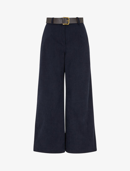 Pantalon uni côtelé - Marine - 1